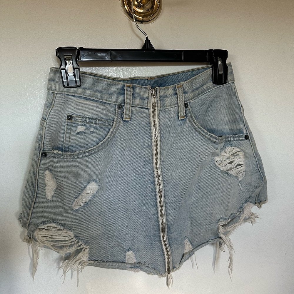 Zip up Jean mini skirt